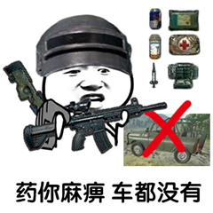 吃鸡表情包-药你麻痹 车都没有-