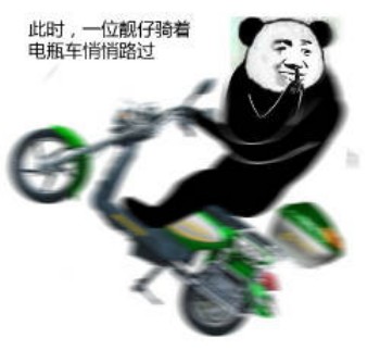 路过表情包-此时一位骑着电瓶车的靓仔路过