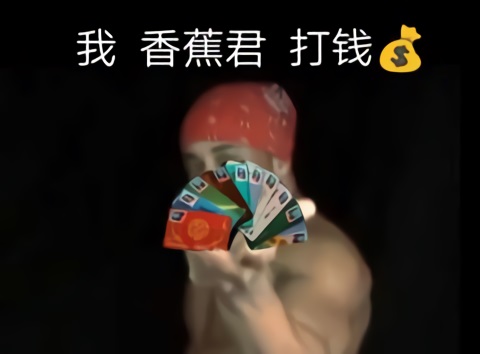 香蕉君拿出很多银行卡：给我打钱-香蕉君,打钱,自由