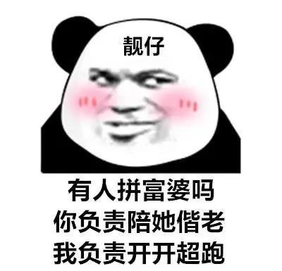 靓仔熊猫头：有人拼富婆吗_你负责陪她偕老_我负责开超跑-熊猫头,富婆,拼单