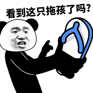 熊猫头拿着拖鞋：看到这只拖孩了吗_去你的！-拖孩表情包,熊猫头表情包