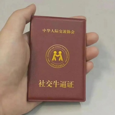 手里拿着一张社交牛逼证书_中华人际交流协会-社交牛逼证书表情包