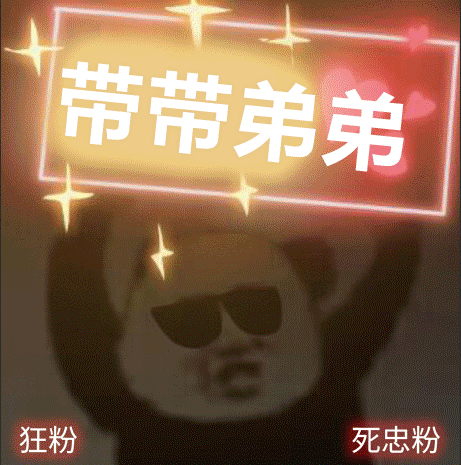 戴着墨镜的熊猫头举着RGB应援牌：带带弟弟