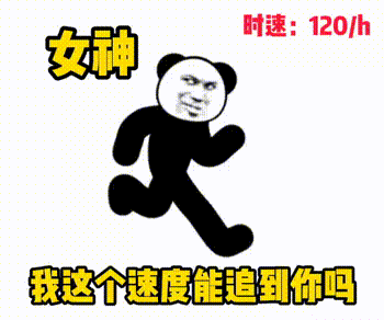 熊猫头以时速120KM/h跑着：女神_我这个速读能追到你吗-追女神表情包