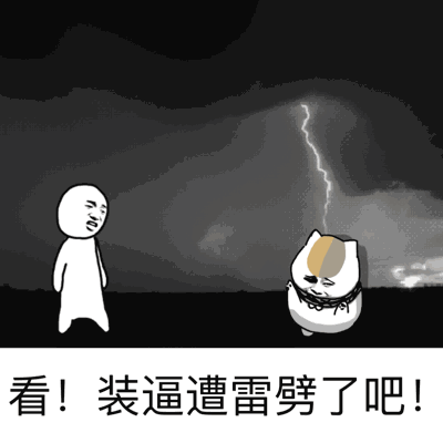 看 装逼被雷劈了吧-装逼,gif,动图,被雷劈